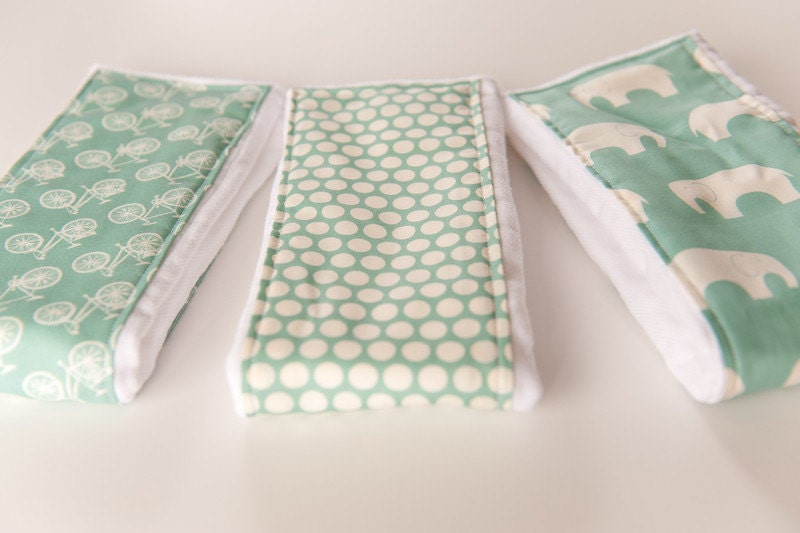 Baby Burp Cloths - Set of 3 - Mod Basics in Pool from Birch 100% Organic Fabric
