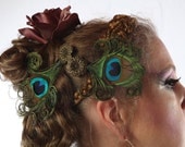 2x PEACOCK feather fascinator FANTASY WEDDING hair jewelry barrette Flower Girl accessory Bridesmaids adornment Bride hair piece