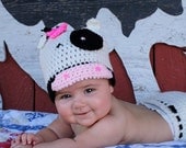 3-6 Month Cow Hat and Diaper Cover Set - Photo Prop