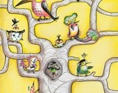 Bird Poster, yellow 50x70cm