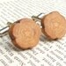 Handmade Oak Flower Cuff Links Handcrafted in Scotland. Gift Boxed. Organic, Eco Friendly Natural Wood Cufflinks.