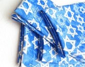 Star of David Cloth Napkins, Blue and Silver, Hanukkah, 18 Inch, Set of Four