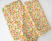 Flannel Cloth Napkins, Colorful Fruit Print, 18 Inch, Set of Four