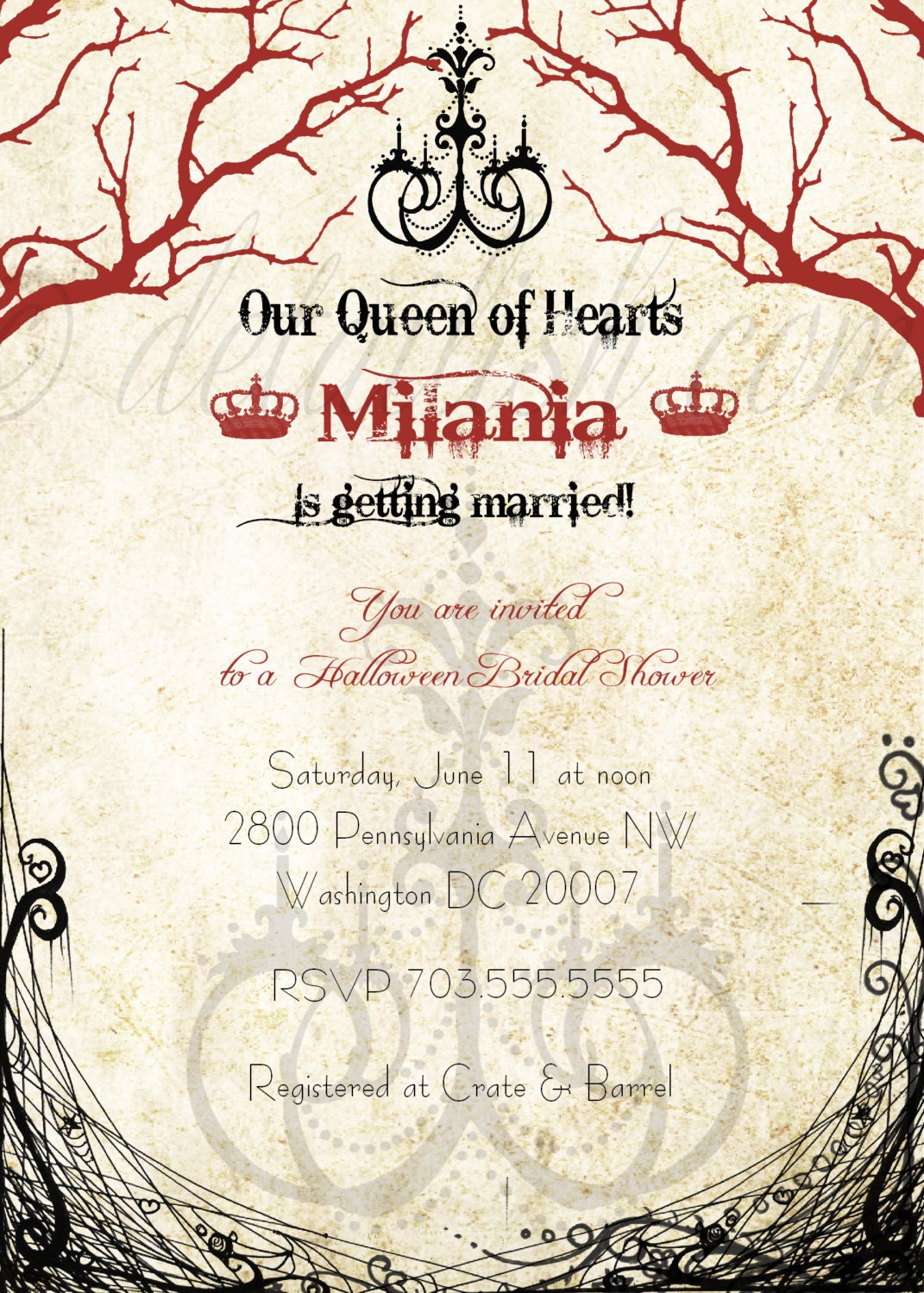 PRINTABLE Vintage Style Halloween Gothic Bridal Shower Invitation Ornate Design Il_570xn