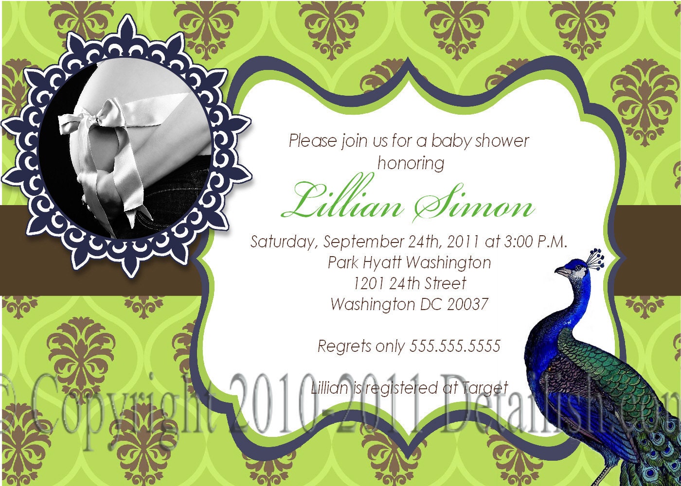 PRINTABLE PHOTO INVITATION Peacock Bridal Shower Wedding Shower Baby Shower Birthday Invitation - Print as many as you need Il_570xn
