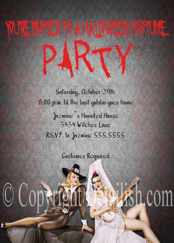PRINTABLE Customized Vintage Halloween Costume Party Invitation - Print as many as you need Il_570xn