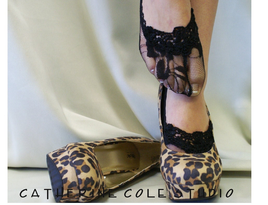 Lace socks for heels w/ lace trim Lace Flirty Footlet socks pumps will love this girly style lace peeping out lingerie Catherine Cole
