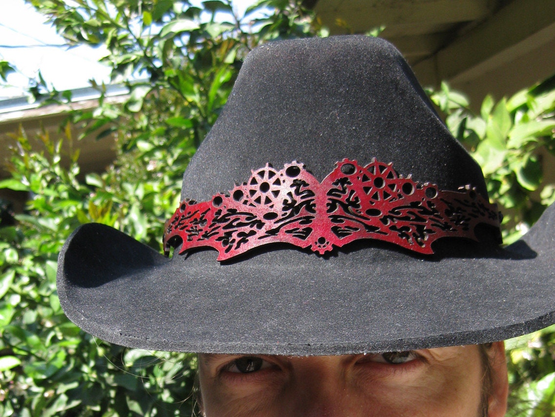 Red Country/Fantasy/Steampunk Leather Hat Band/Collar/HeadBand