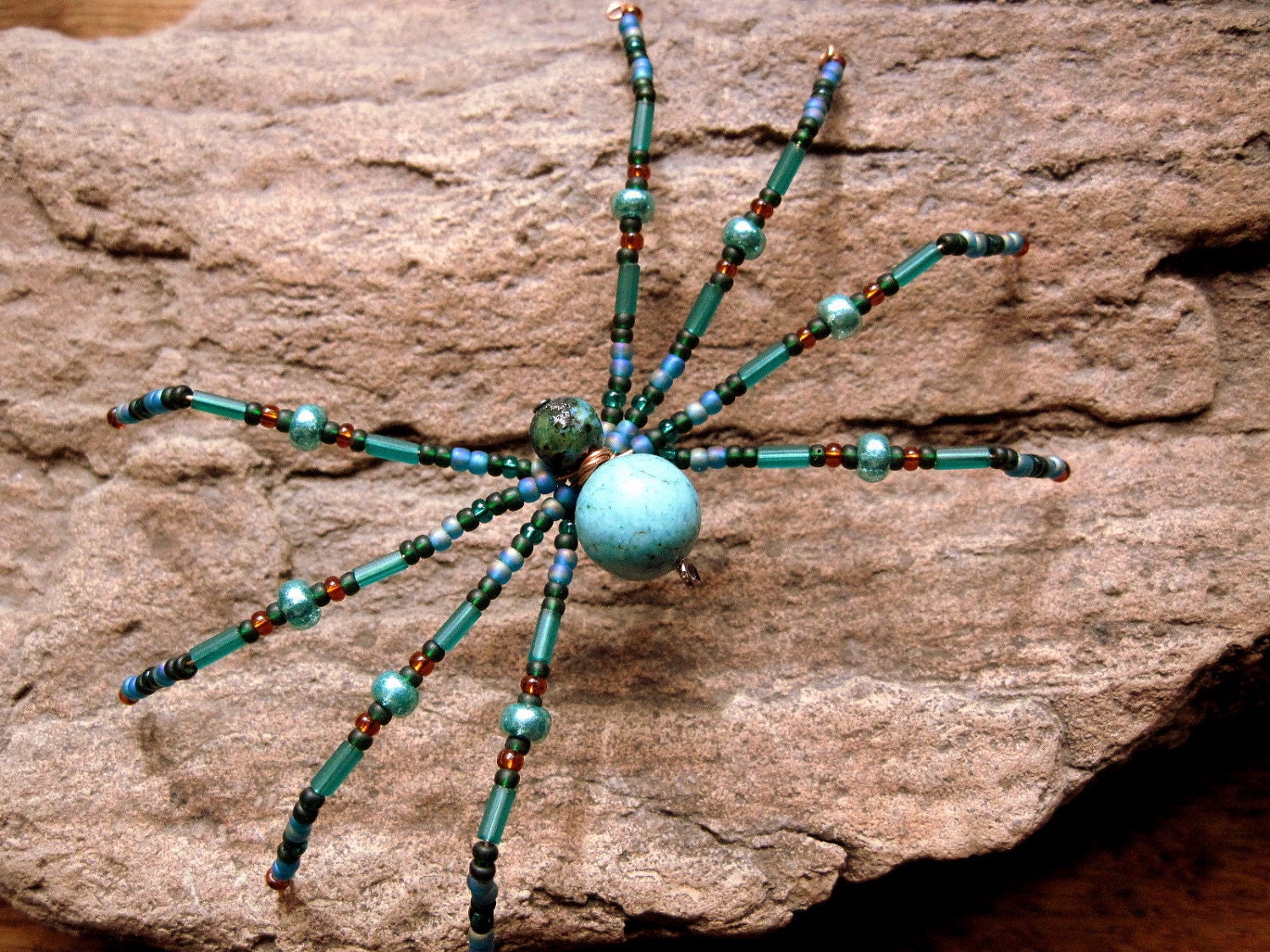 Sun Catcher /Christmas Spider Ornament/  Turquoise