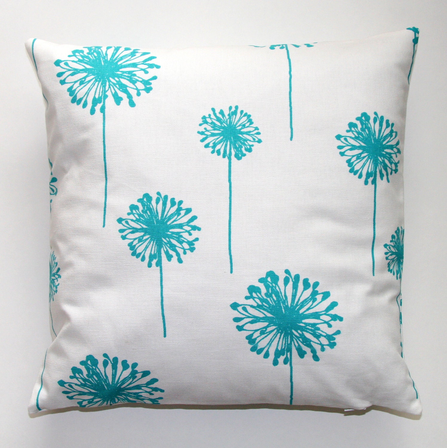 Premier Prints True Turquoise Dandelion Pillow Cover- 18x18 inches- Hidden Zipper Closure