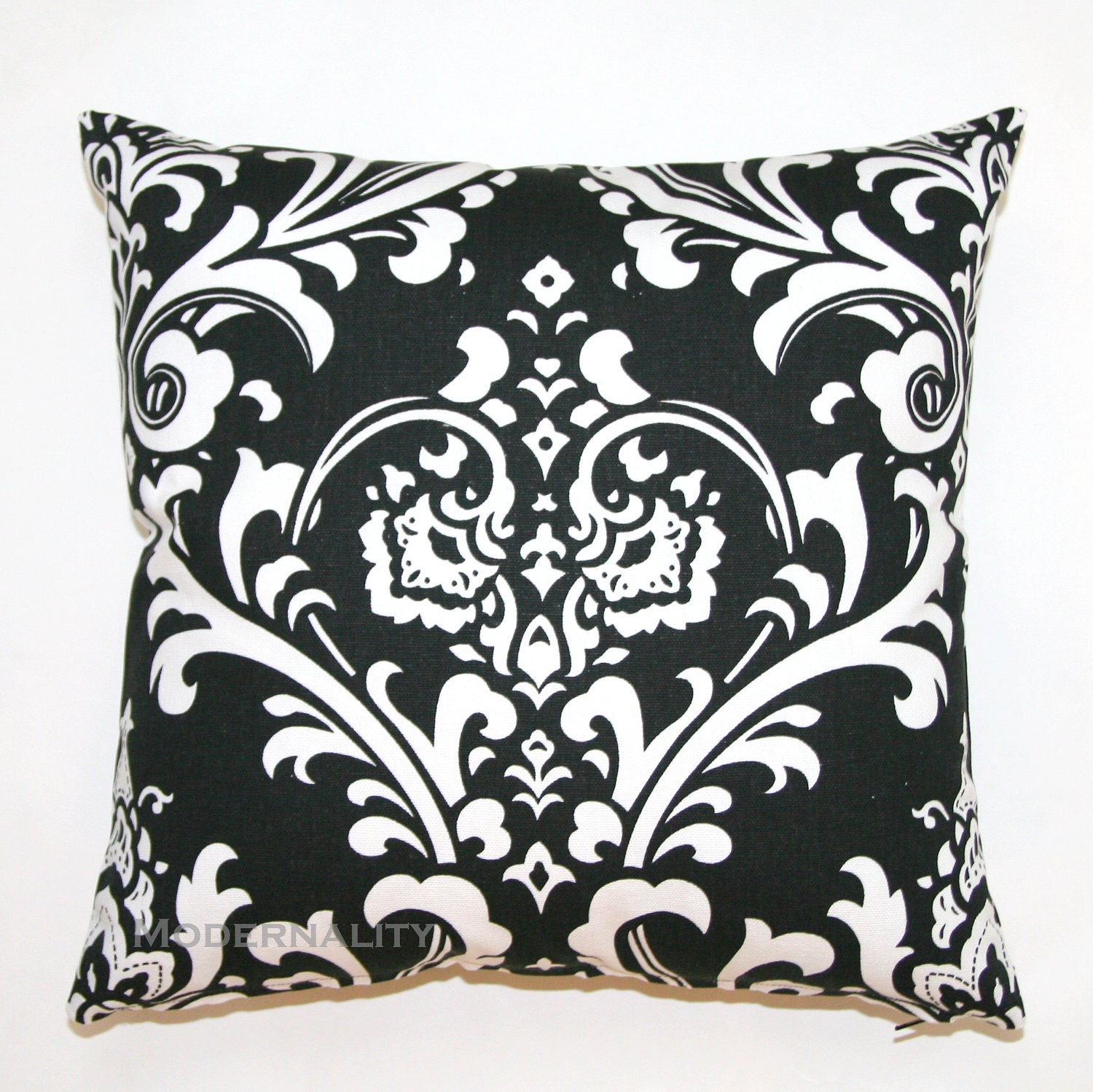 Premier Prints Ozborne Black Damask Pillow Cover- 18x18 inches- Hidden Zipper Closure