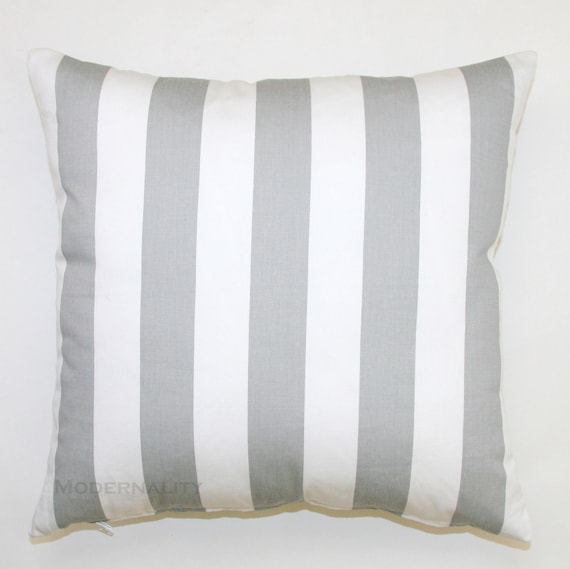 Premier Prints Grey and White Striped Pillow Cover- 20x20 inches- Hidden Zipper Closure