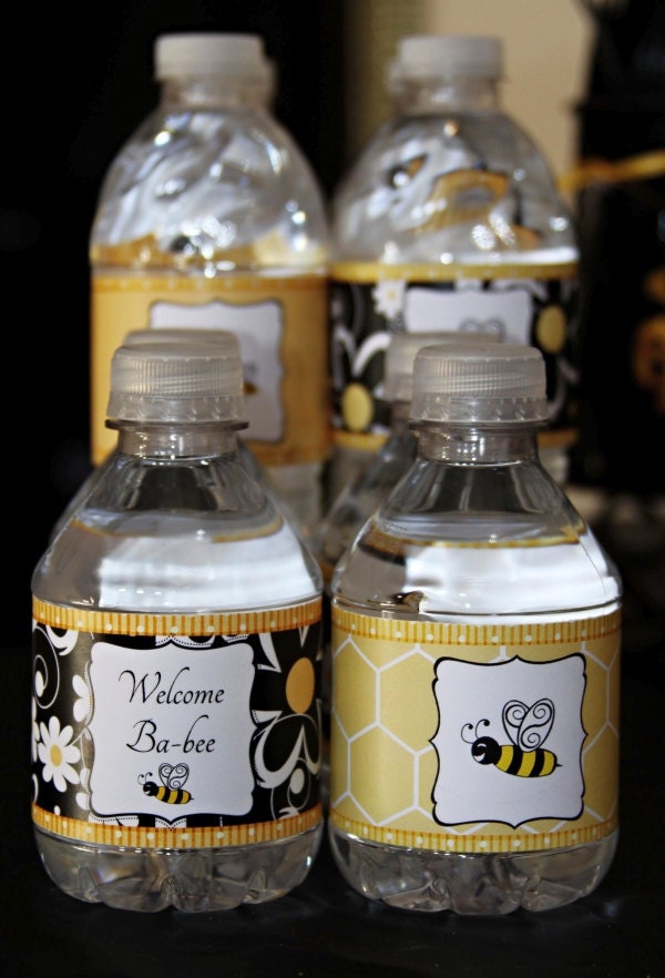 BUMBLE BEE Birthday Party, Baby or Bridal Shower - CUSTOMIZED - Printable Coordinating Design Accessories Collection, Yellow & Black
