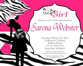 Zebra Baby Shower Invitation Hot Pink Umbrella Silhouette Sonogram Option Customizable Printable