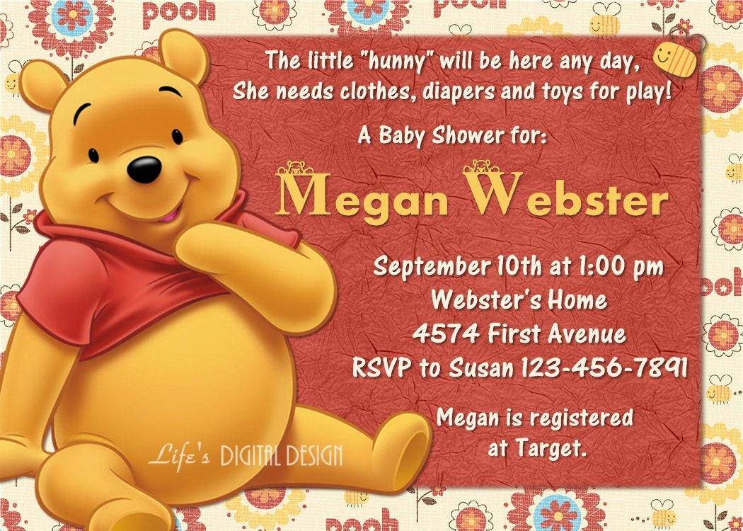 Winnie the Pooh Baby Shower Invitation Customizable Printable