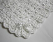 Crochet Baby Blanket / Afghan White Christening, Baptism, Baby Granny Square Crochet Blanket, gift