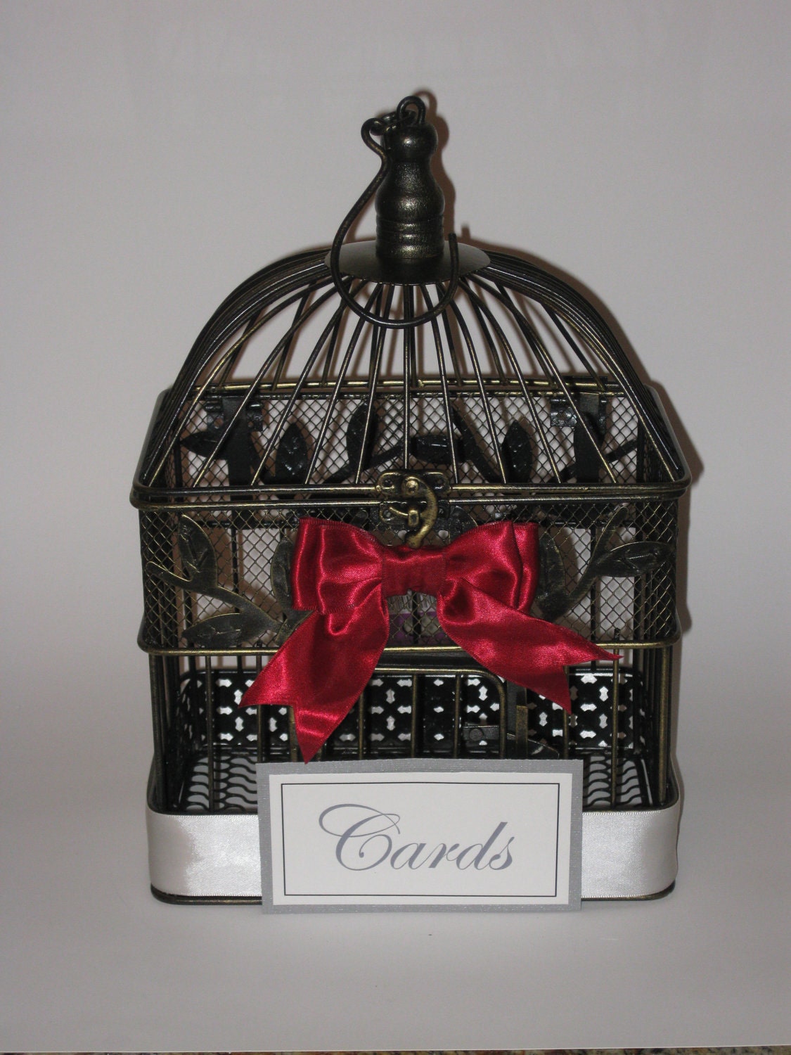 SALE Beautiful VINTAGE bird cage card holder or by KraftyCounsel