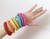 7 crochet bracelets rainbow neon - kawaii fashion
