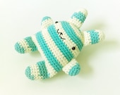super kawaii crochet bunny turquoise & cream stripes