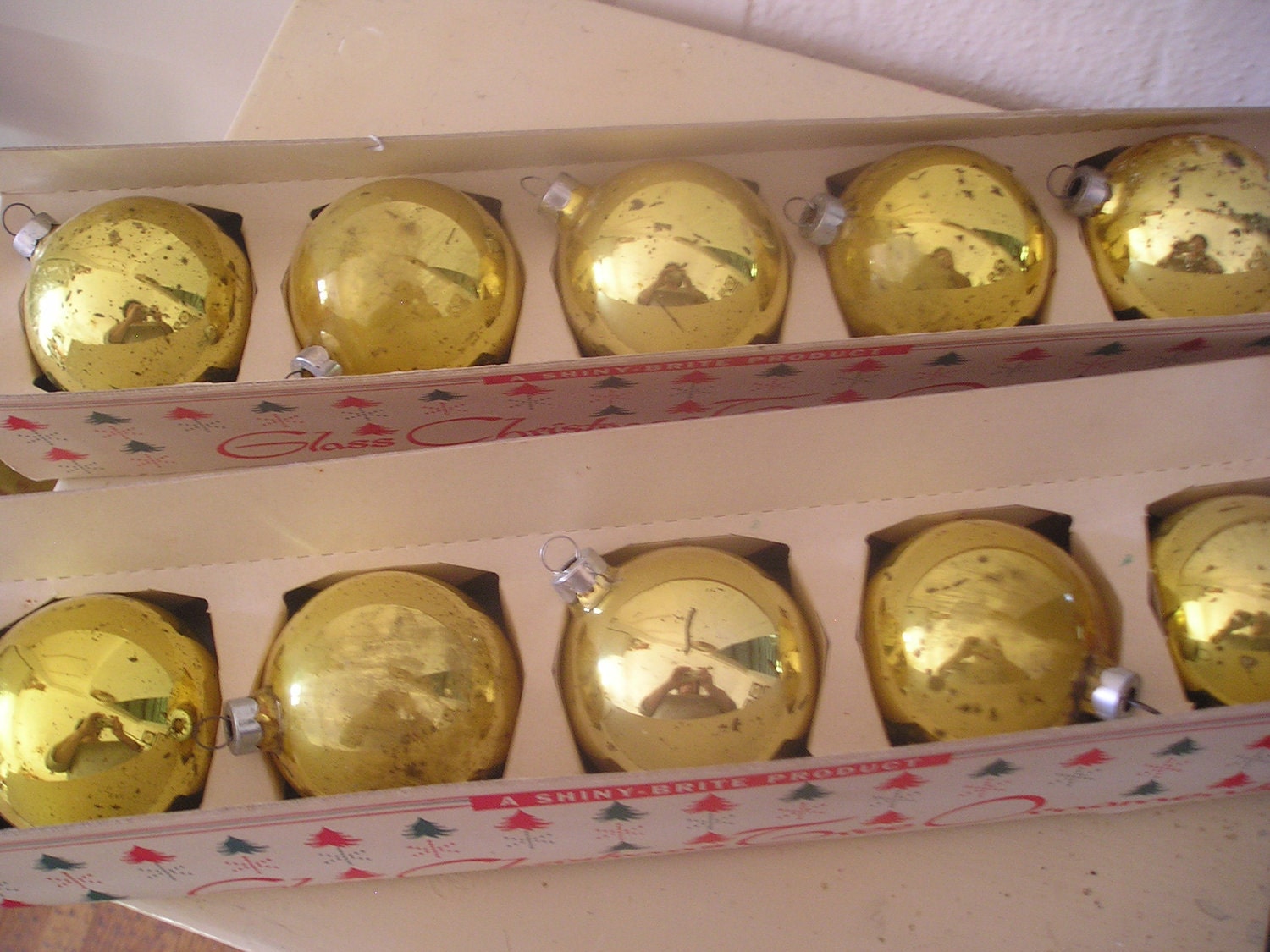 Vintage Gold Glass Christmas Ornaments