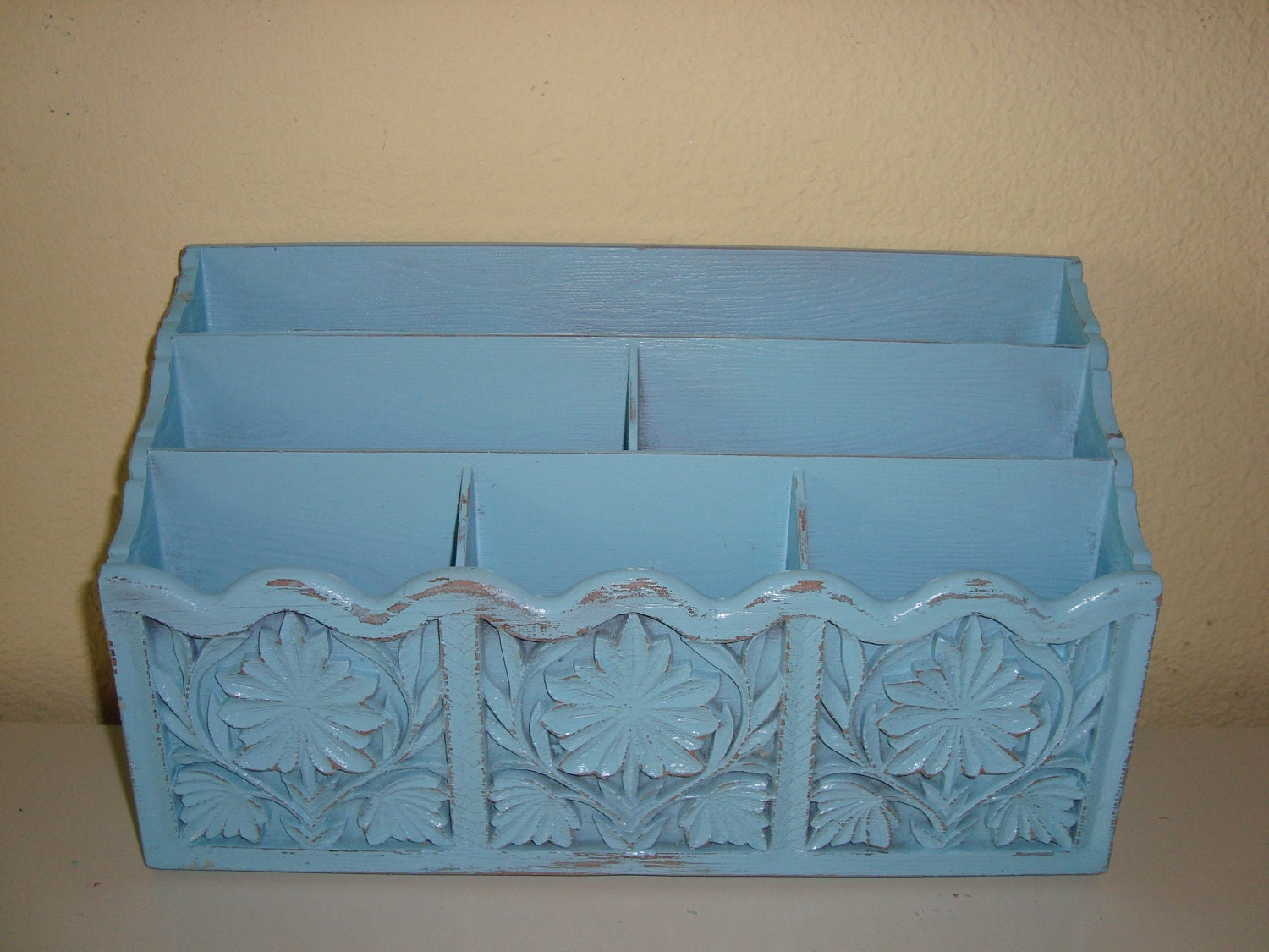 aqua desk organizer for bills shabby chic by mushroommary on etsy aqua desk organizer for bills shabby chic by mushroommary on etsy