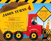 Custom Personalized Dump Truck Construction With or Without Photo Birthday Party Invitation - Digital Print