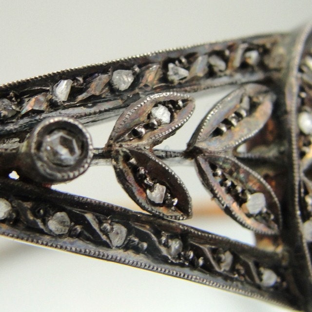HadarVintage Turkmenian 22K gold Old Cut Diamonds & Silver Bracelet (EB310)