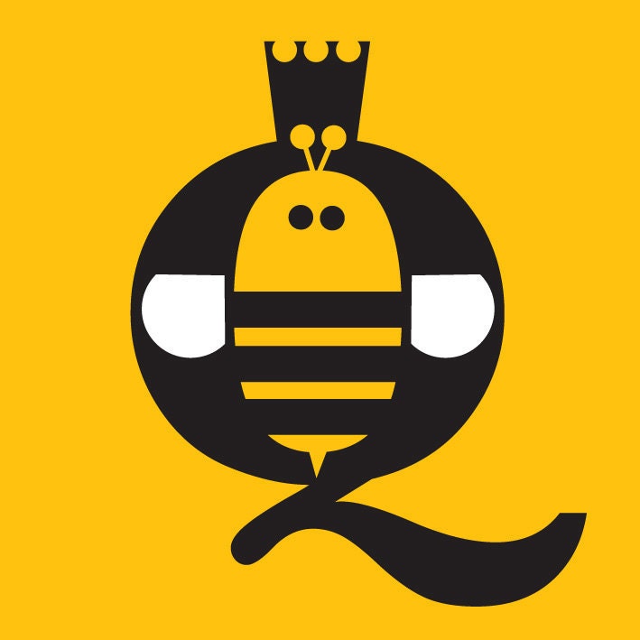 Q for Queen Bee - Mini Print 10cm x 10cm (4"x4")
