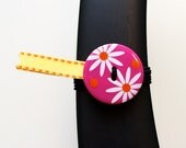 BosoBuddies - Pink/White Daisy w/ Yellow Orange Stitch Ribbon (6033B-038)