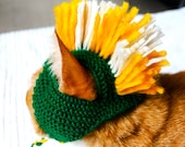 Mohawk Cat Hat - Green and Yellow
