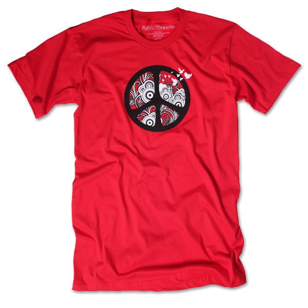 Peace Dove T-Shirt - Red - American Apparel