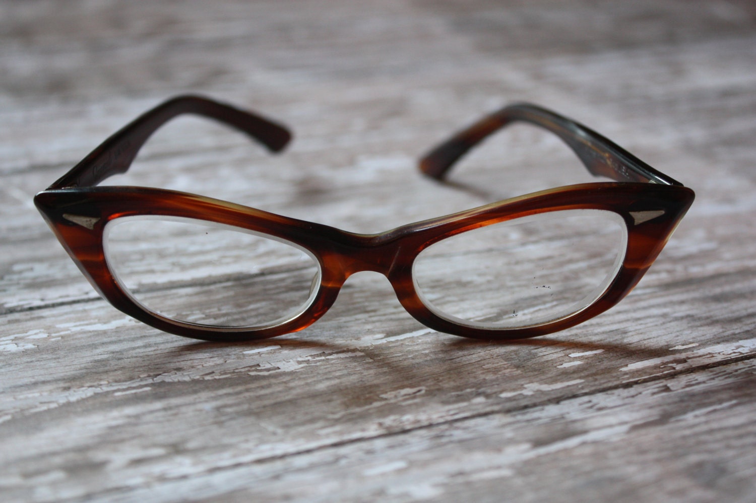 Reserved Vintage Chocolate and Caramel Tortoise Shell Severe Cat Eye Eyeglasses