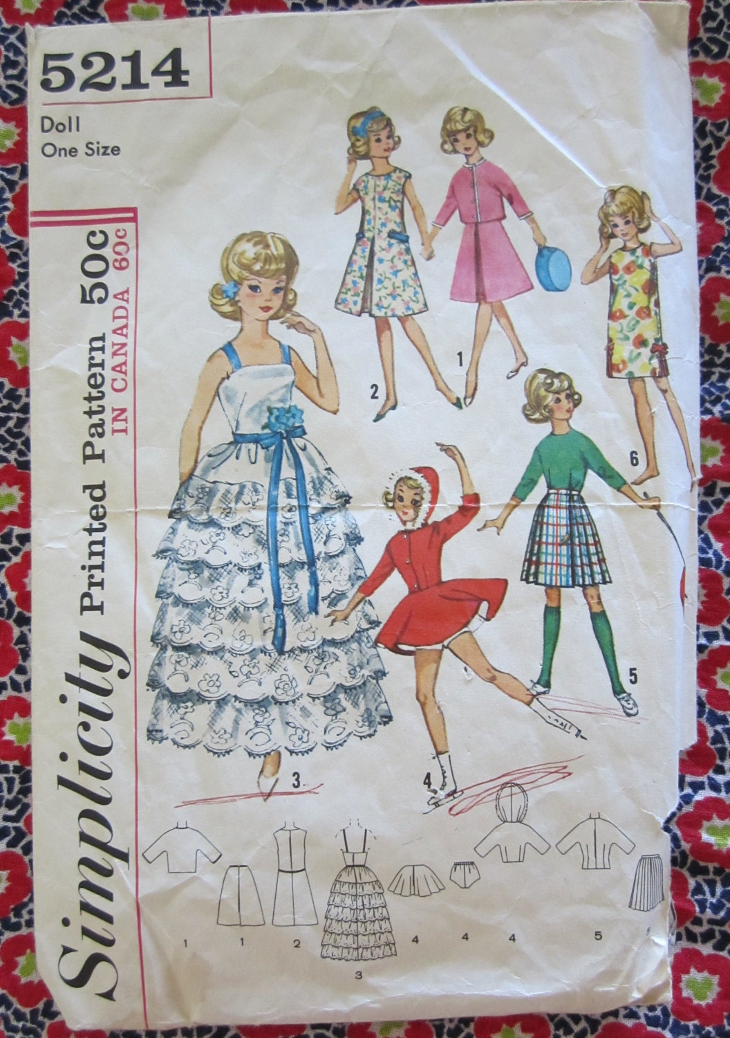 Vintage 1960's Simplicity Sewing Pattern..5214..Wardrobe for Tammy and Jan 12" Dolls..One Size