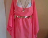 Coral Summer Dress with Flowing Sleeves