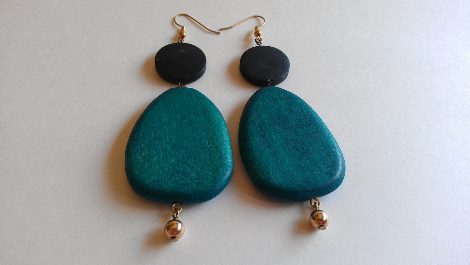 Turquoise wood earrings