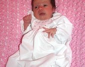 Hand Smocked Infant Gown with Monogramming