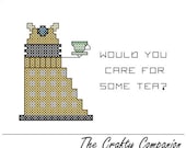Dalek Tea Time - Doctor Who Inspired PDF Cross Stitch Pattern - INSTANT DOWNLOAD