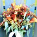 Fall wedding bouquet made of fall flowers.