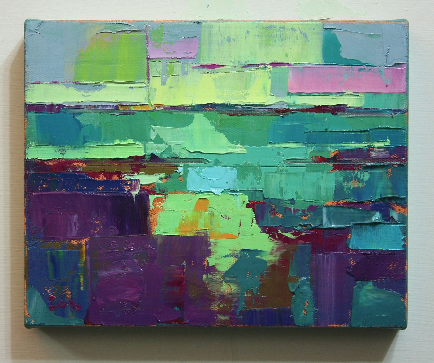 Abstract field 1008" Original oil on canvas 10" x 8"