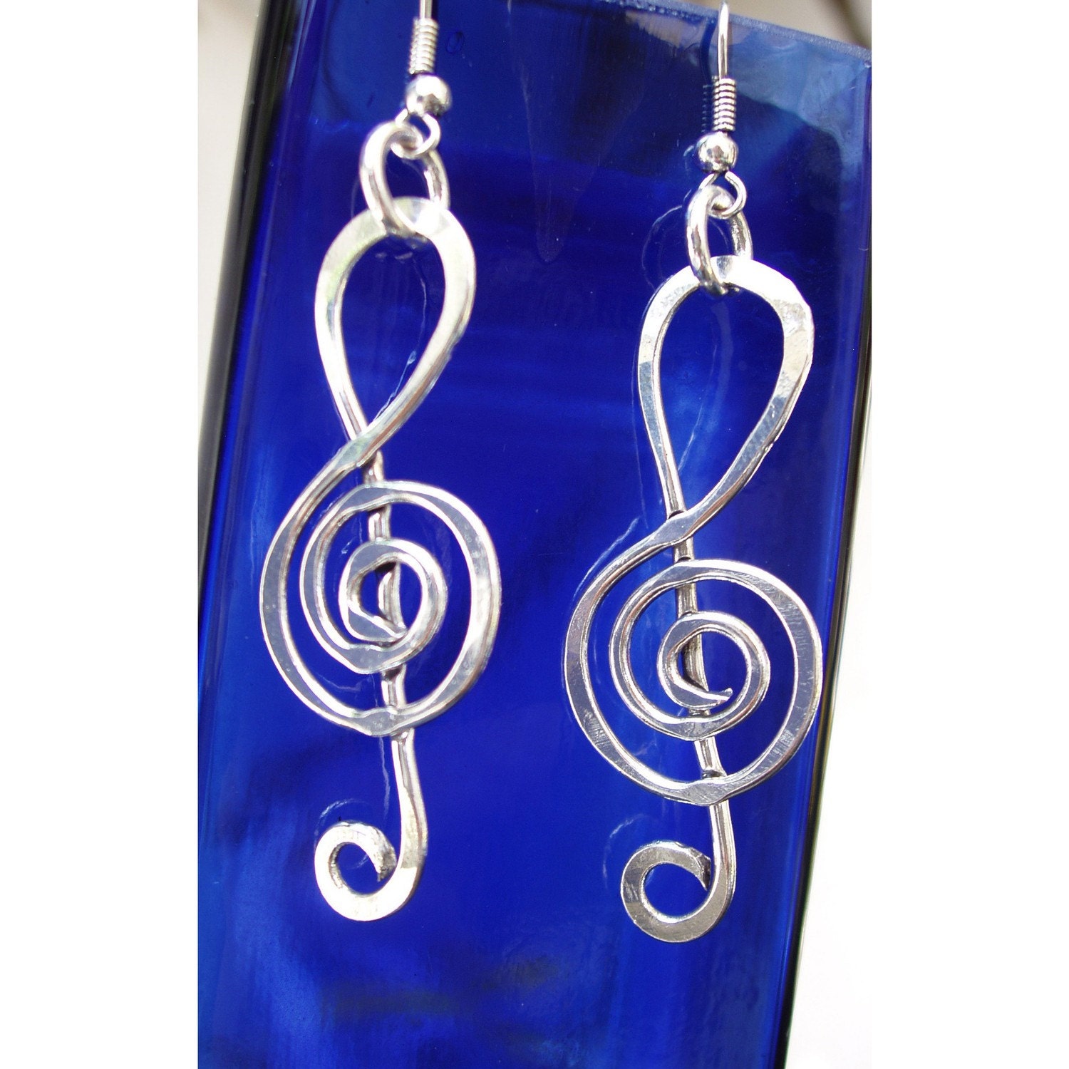 Wire Earrings - Silver Treble Clef
