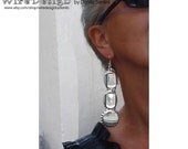 Earrings handmade of Reclaimed Silver plated  bottle caps - Upcycled