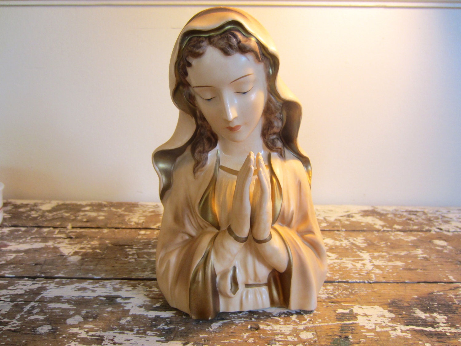 Vintage Mary Head Vase Virgin Mary Planter Mother Mary Headvase