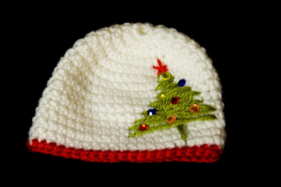 Christmas Tree Jeweled Beanie - newborn-5 years sizes
