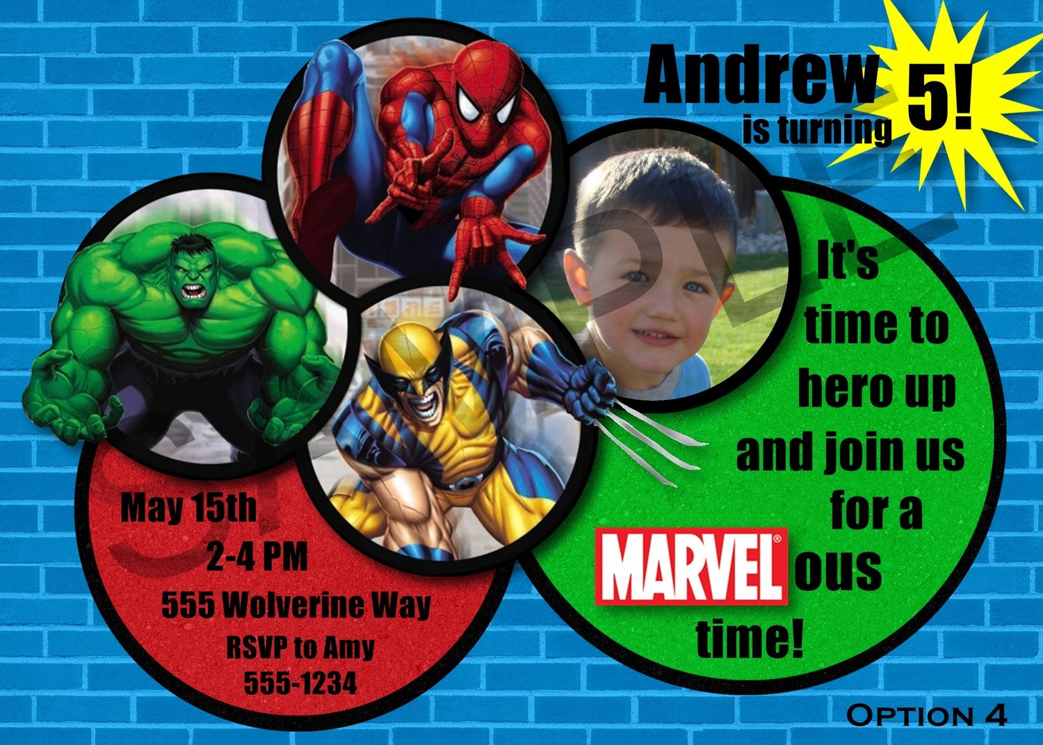 Marvel Heroes Birthday Party Invitation 5 Options Available- Digital File