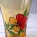 Vintage amber shot glasses with floral print