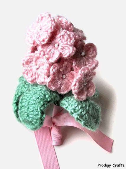 Hand-made bouquet of crochet flowers