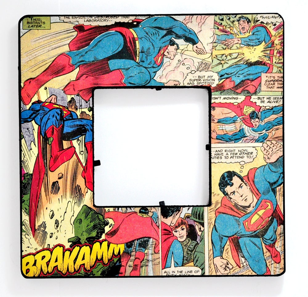 Superman Decoupaged Comic Book Frame 8x8 By Junksy On Etsy