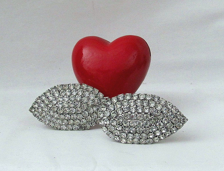 Vintage Teardrop Shape Clear Rhinestone Belt Buckles...Material Girl Worthy