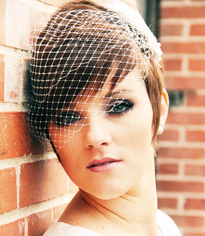 Wedding Veil, Bandeau Birdcage Veil, Russian Veil, Bird Cage Veil - Made to Order - Many Colors Available