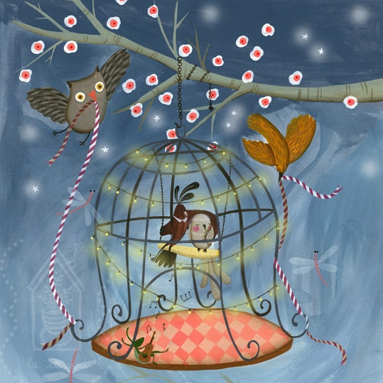 Children illustration print art - "The wedding"